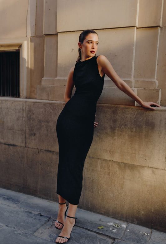 VESTIDO PUNTO LUREX NUDO